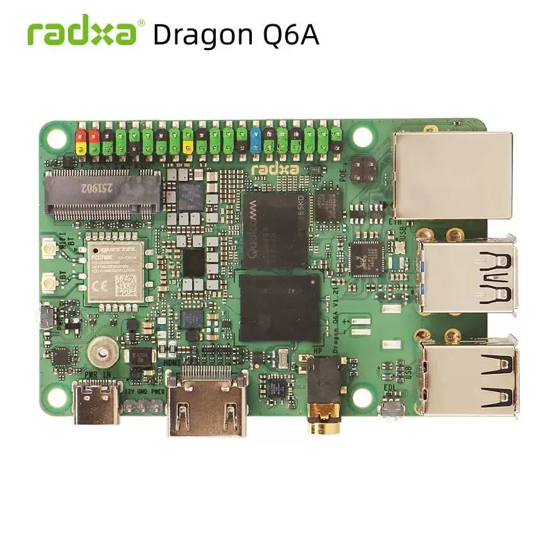 radxa dragon q6a sbc qualcomm qcs6490 octa-core kryo 12tops ai engine lpddr5 wifi6 bt5.4 4k hdmi linux development board