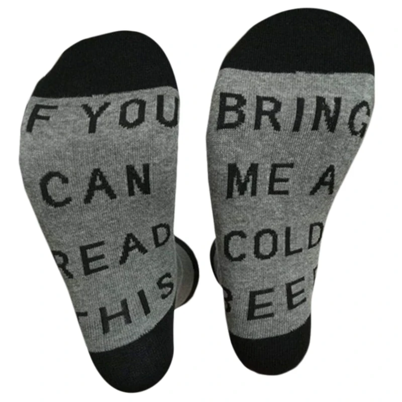 Unisex Novelty Funny Saying Cotton Socks Read This Beer English French Letters Hosiery Gifts