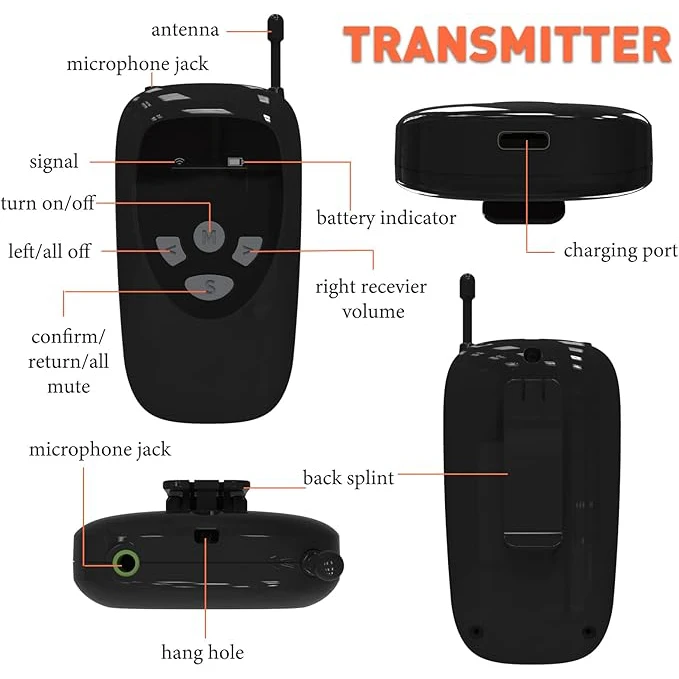 Wireless Museum Factory Sightseeing Tour Guide System Charge Base Walkie Talkie Headset Sender und Empfänger