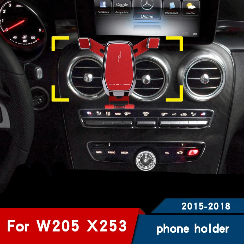 Car phone holder for Mercedes W205 GLC COUPE S205 C205 glc x253 300 C250 C260 car navigation holder Mobile phone stand c-class