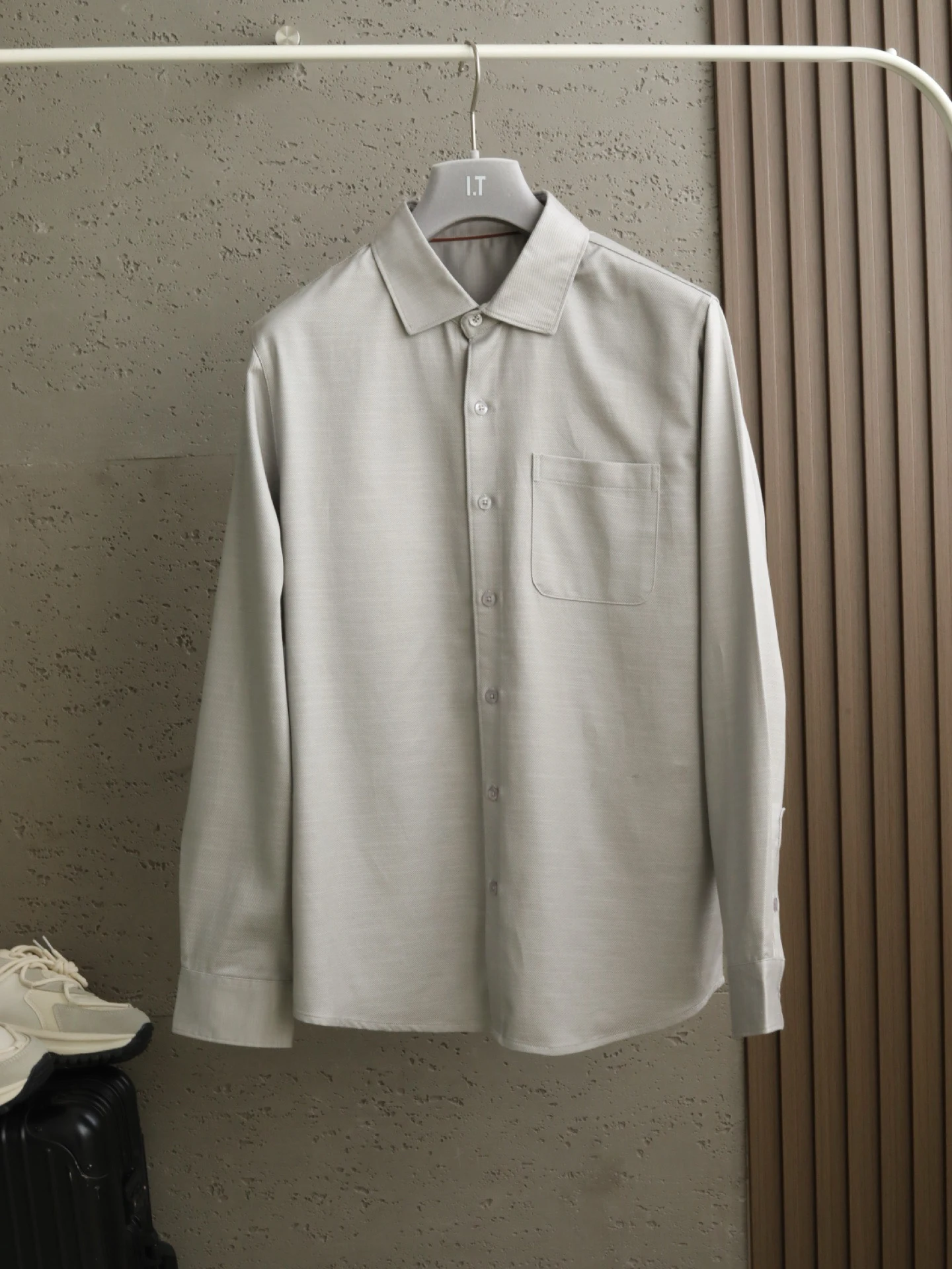 

Ligentleman Men's Business Casual Long Sleeve Shirt Spring Summer Style Stand Collar Fashion Urban Style Standard Fit Shirt