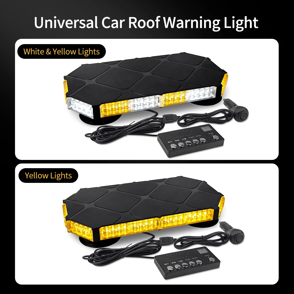 

48/56 светодиодов для автомобилей, грузовиков, снегоочистителей, транспортных средств, предупредительные огни, желтые светодиодные аварийные стробоскопы на крыше, мини-бар, сигнальные огни