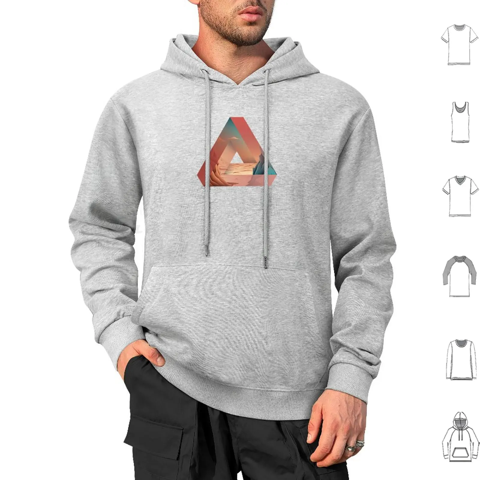 Penrose Impossible Geometric Shape Surreal Salvador Dali Red Hoodie cotton Long Sleeve Penrose Impossible