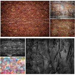 Stone Wall Photography Backdrop Vintage Countryside Gray Black Brick Rock Texture Baby Birthday Party Decor Background Photozone