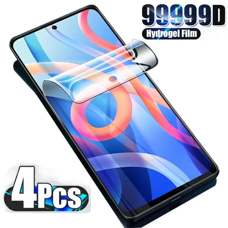 4Pcs Screen Protector For Redmi Note 11 10 8 9 Pro Max 7 5 9 9C Hydrogel Film on Xiaomi mi 11 lite 10t Note 10 Pro Film