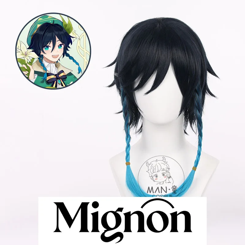 

Genshin Impact Venti парик для косплея плетеный перевернутый синий черный градиент подарок на Хэллоуин