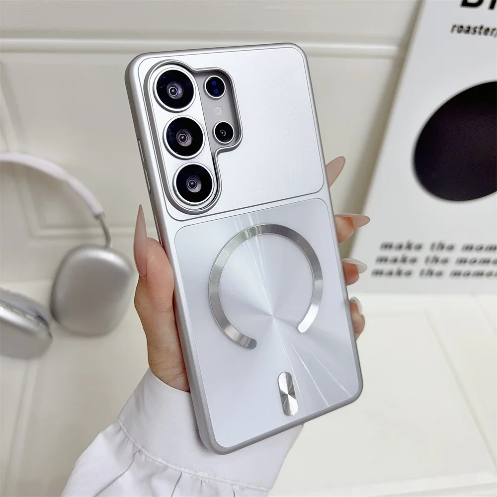 Luxury For MagSafe Aurora Phone Case for Samsung Galaxy S25 S26 Plus S24 FE S23 Ultra Metallic Color Protection Back Cover