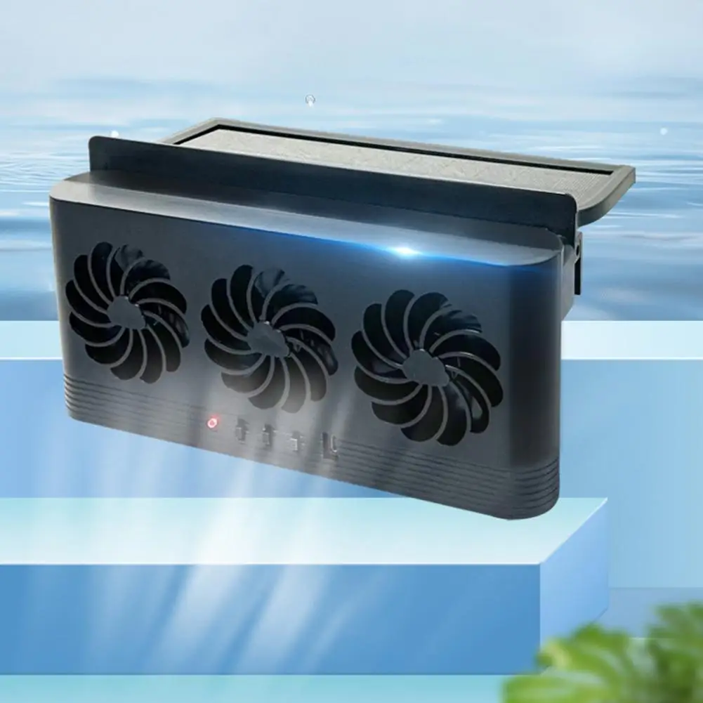 Solar USB Dual-Powered Car Window Radiator Fan With 3 Air Vents - Universal Vehicle Cooling Ventilation System
