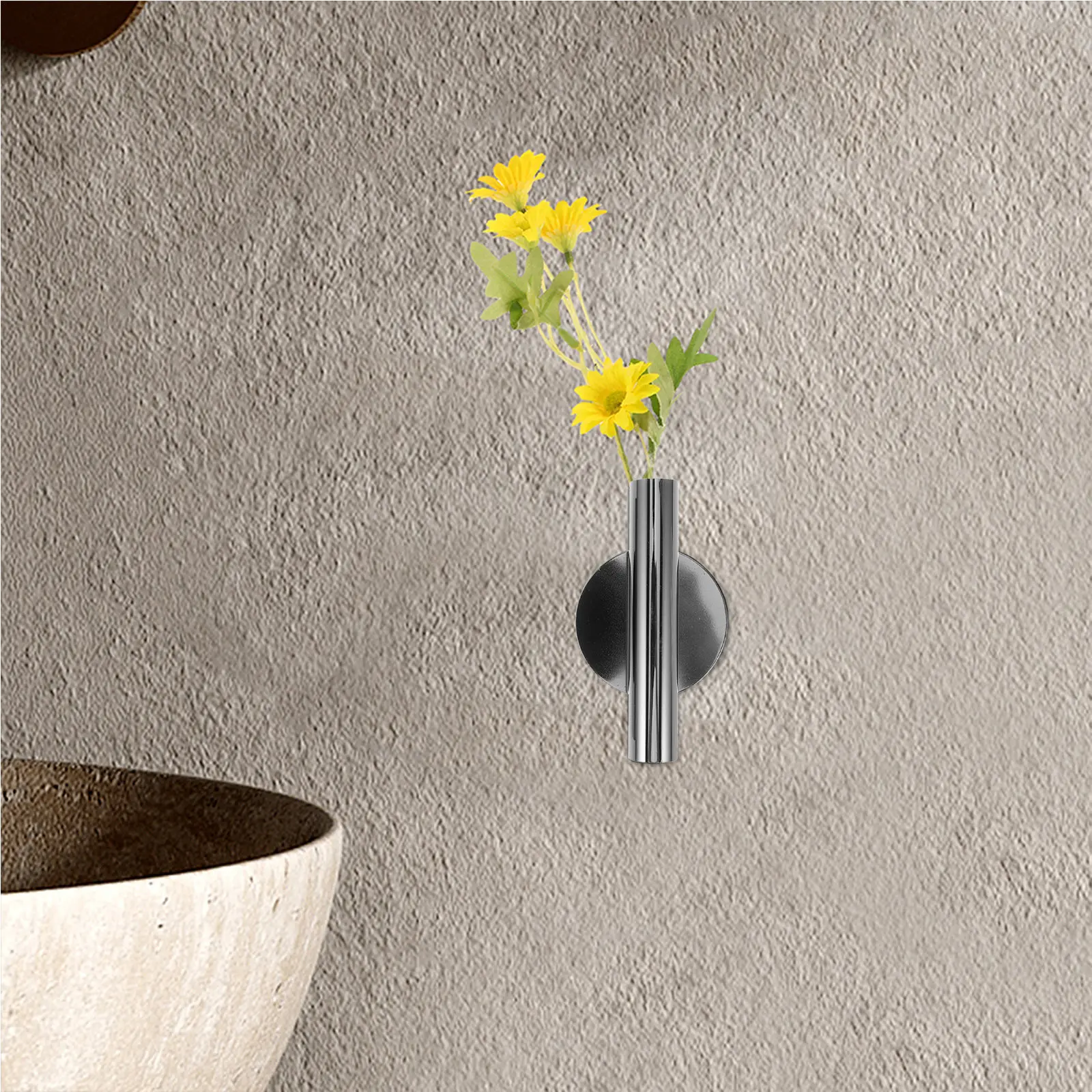 Metal Wall Mounted Flower Vase Nordic Design Stick on No Drill Installation Wall Decor for Indoor Spaces Living Room Bedroom