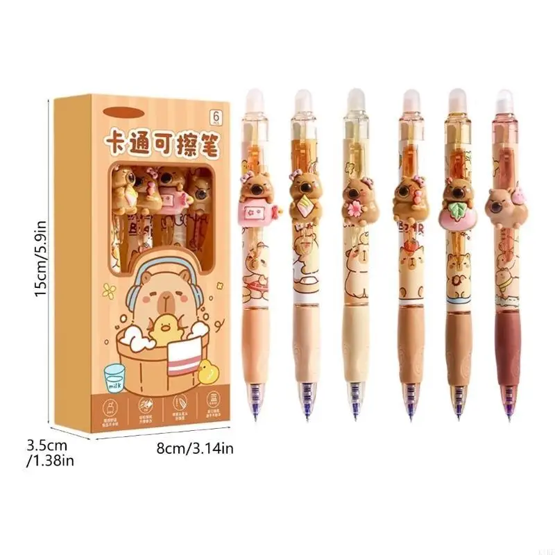 مجموعة أقلام قابلة للمسح بالحرارة مكونة من 6 قطع ورؤية منخفضة الإضاءة وقبضة مريحة أداة عمل للدراسة متعددة الأغراض K1KF