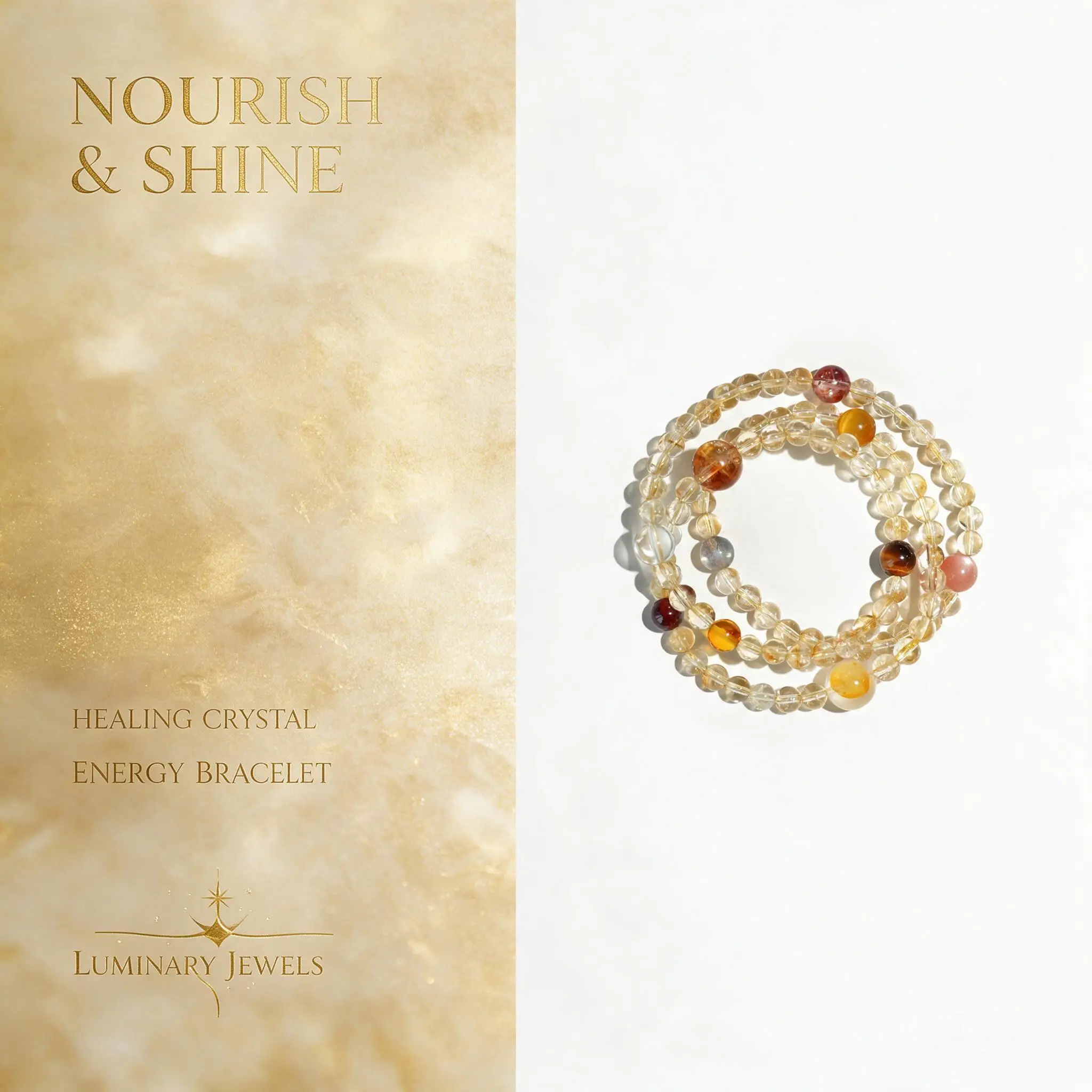 Chinese Style Natural Citrine Yellow Multigem Multi Loop Handstring Bracelet For Women Lucky Wealth Blessing Fortune Auspicious