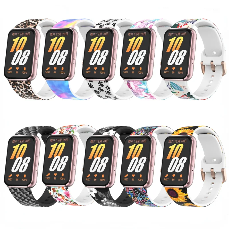 Patterned Silicone Strap For Samsung Galaxy Fit 3 Colored Bracelet Rose gold metal buckle Wristband For Samsung Galaxy Fit3 Belt