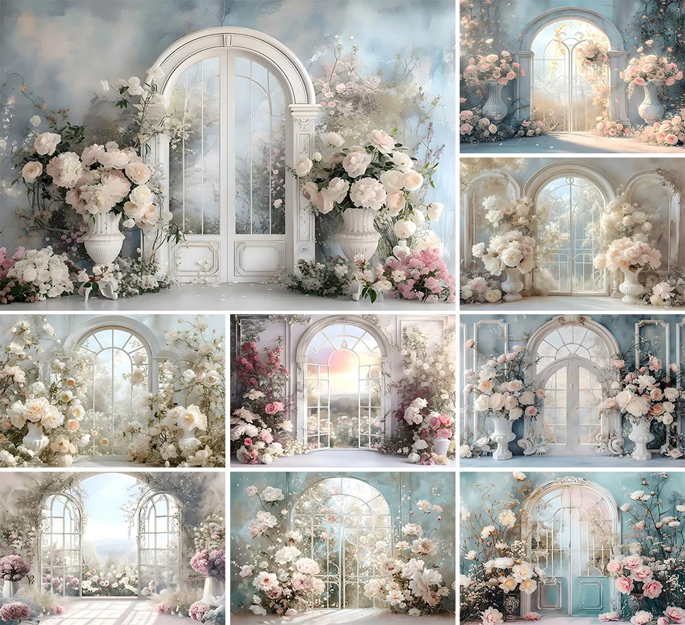 

Mehofond Photography Background Painterly Floral Arch Window Adult Birthday Wedding Maternity Portrait Decor Backdrop Photo Stud