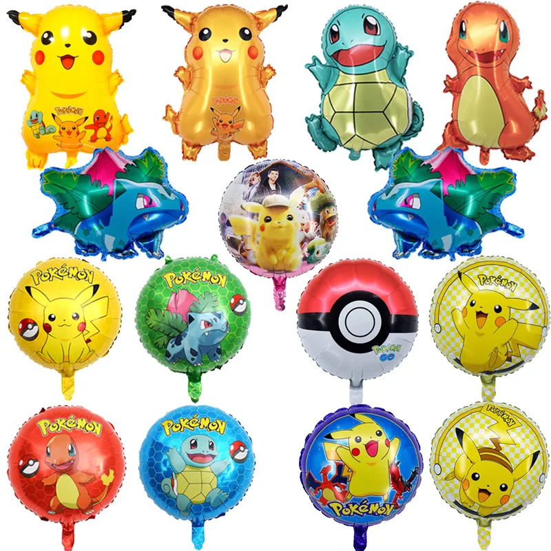 

50Pcs Pokemon Balloons 18Inch Pikachu Squirtle Bulbasaur Charmander Aluminum Balloon Decoration Supplies Kid Birthday Party Gift