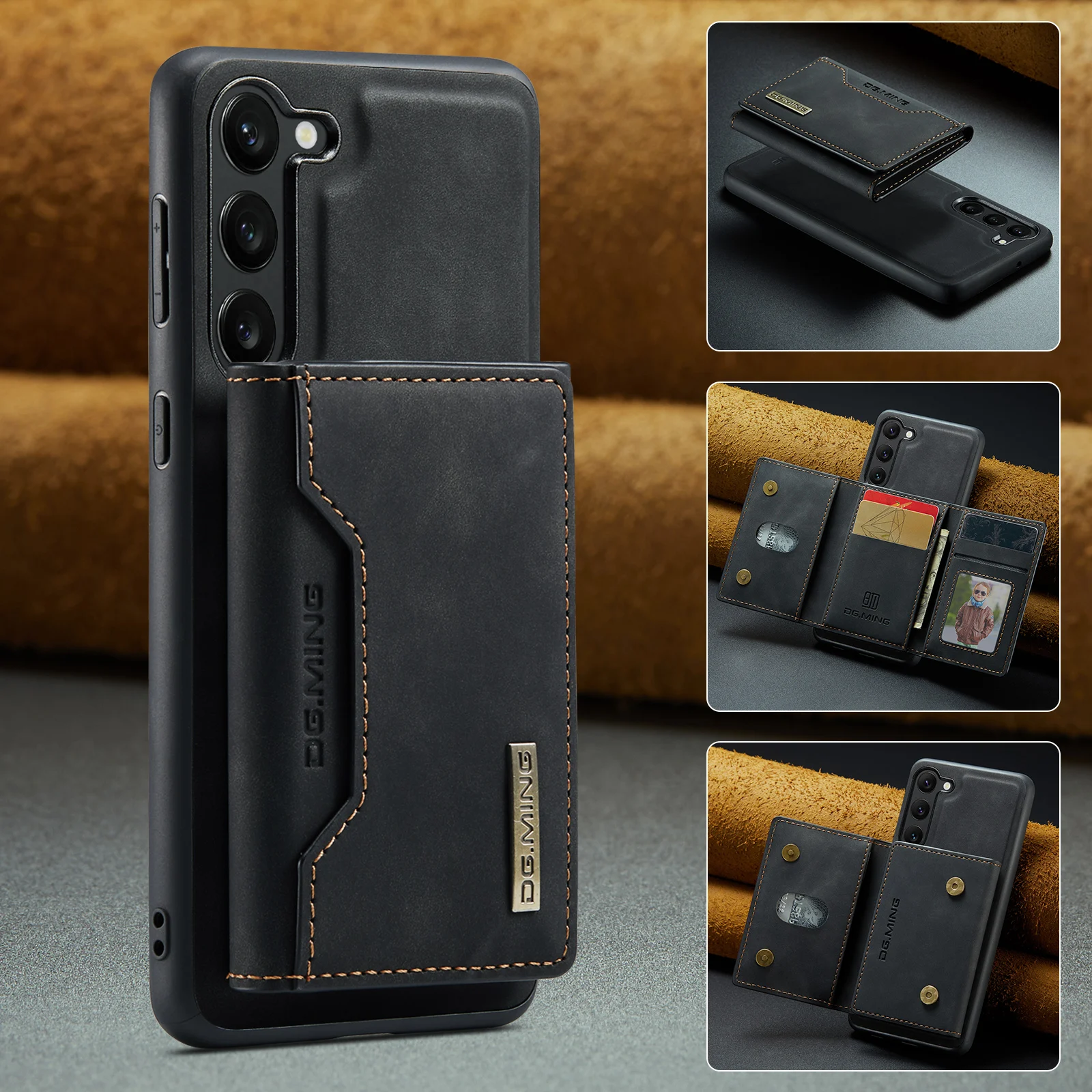 DG.MING 2 in 1 Magnetic Detachable Leather Wallet Phone Case For Samsung Galaxy S22 Plus S23 Ultra M2 Series