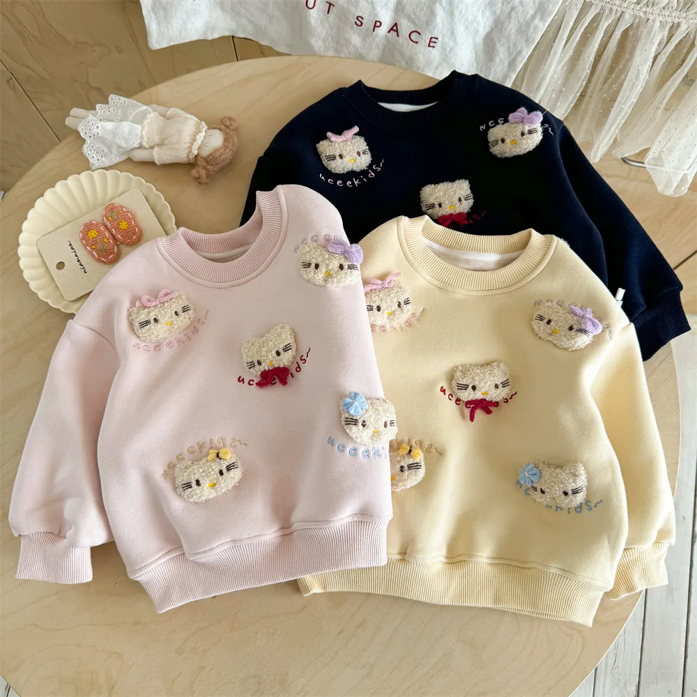 

Sanrio Hello Kitty Girls Sweatshirt Fall and Winter Cartoon Cute Princess Top Children's Fashionable and Sweet Casual Wear
