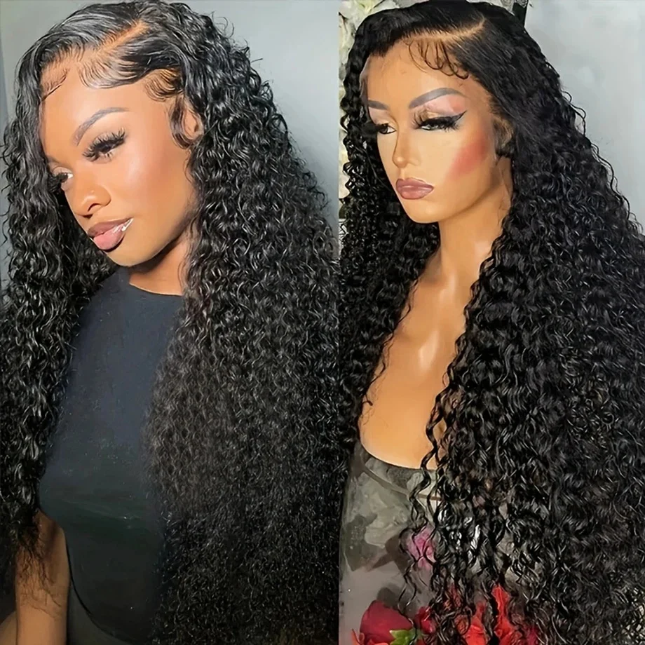 13x6 Hd Lace Frontal Wig Deep Wave 200 Density Curly Human Hair Wigs 100%  Preplucked Water Wave Front Wigs For Women Brazilian