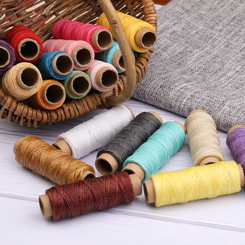 Fenrry 1Pcs 45 Colors Flat Waxed Thread for Leather Sewing Wax String Polyester Cord Craft Stitching Bag 12m/30m/50m/150m/250m