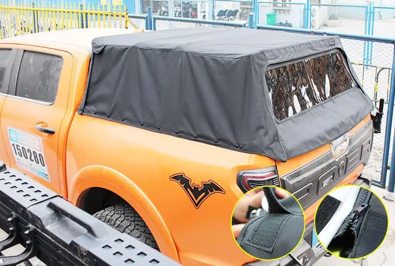 Soft Canvas Luxury Truck Caps Offroad Foldable Truck Bed Canopy Topper with Easy Installation for 2024 GWM Cannon Appha Tacoma view 2