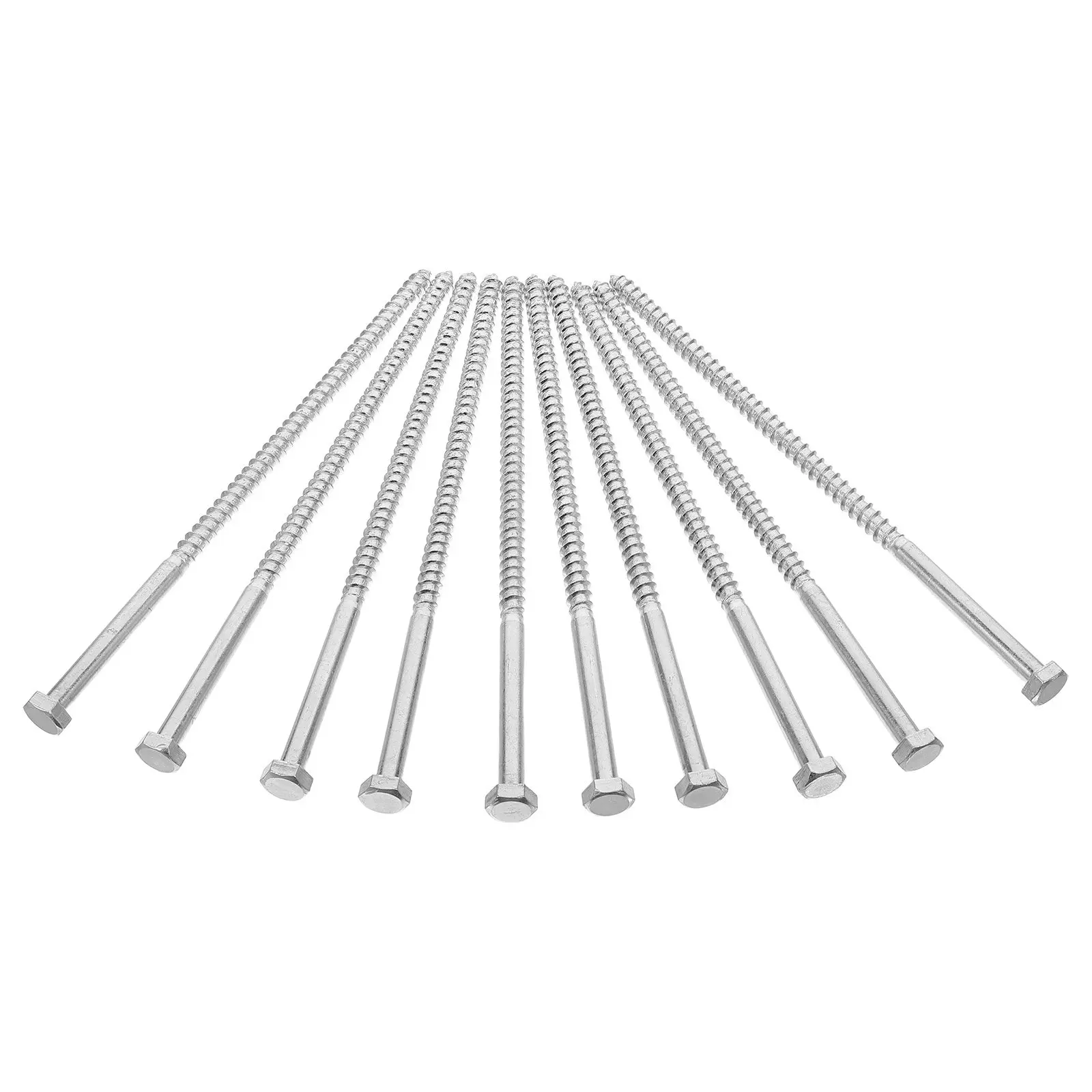 10Pcs Hexagon Wood Lag Screws Heavy Duty Self Tapping Bolts 8Inch for Timber Decking Railway Sleeper Fastening
