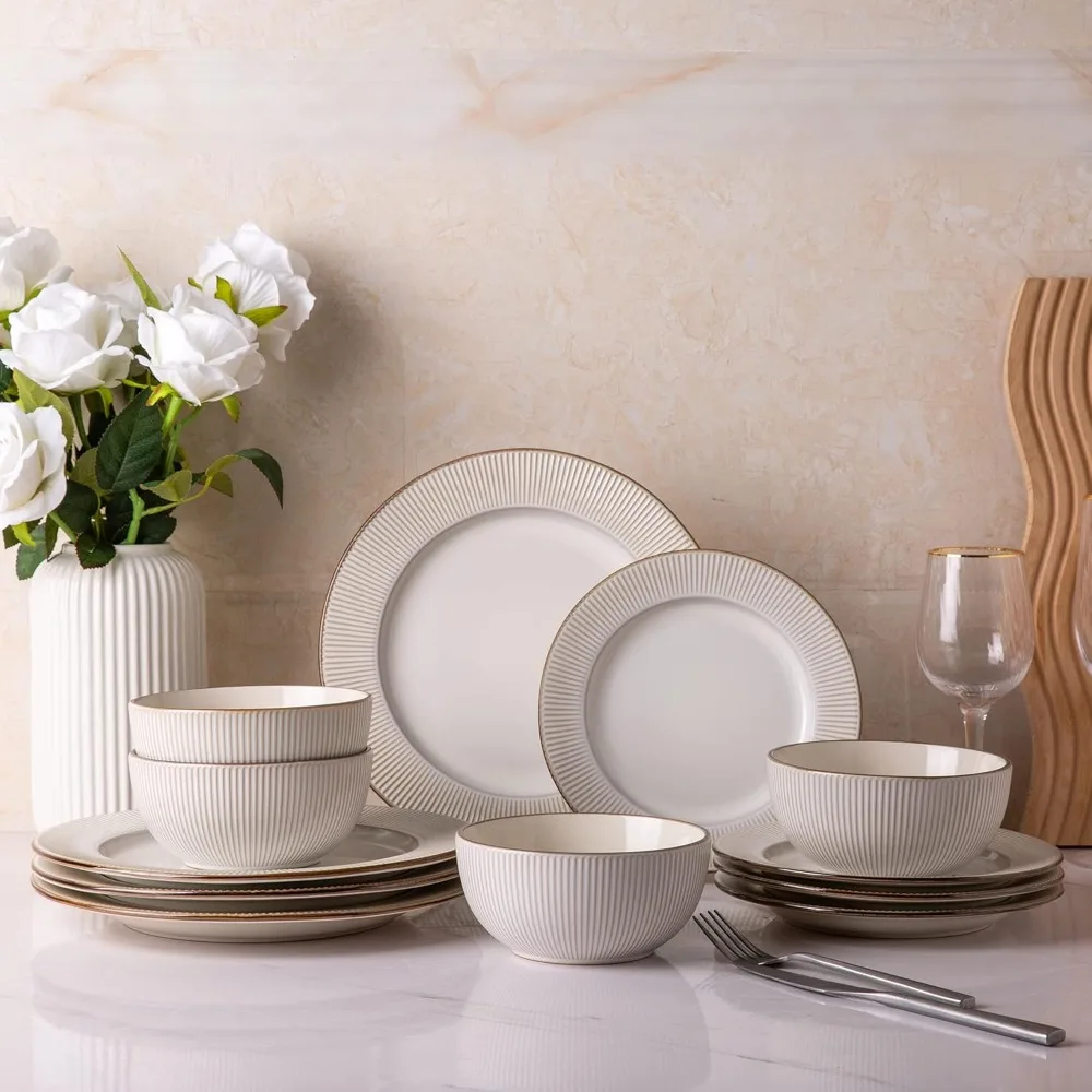 

Plate Sets, Ceramic Dinnerware Sets, Embossed Elegant Stoneware Plates and Bowls Sets,Plate Sets.