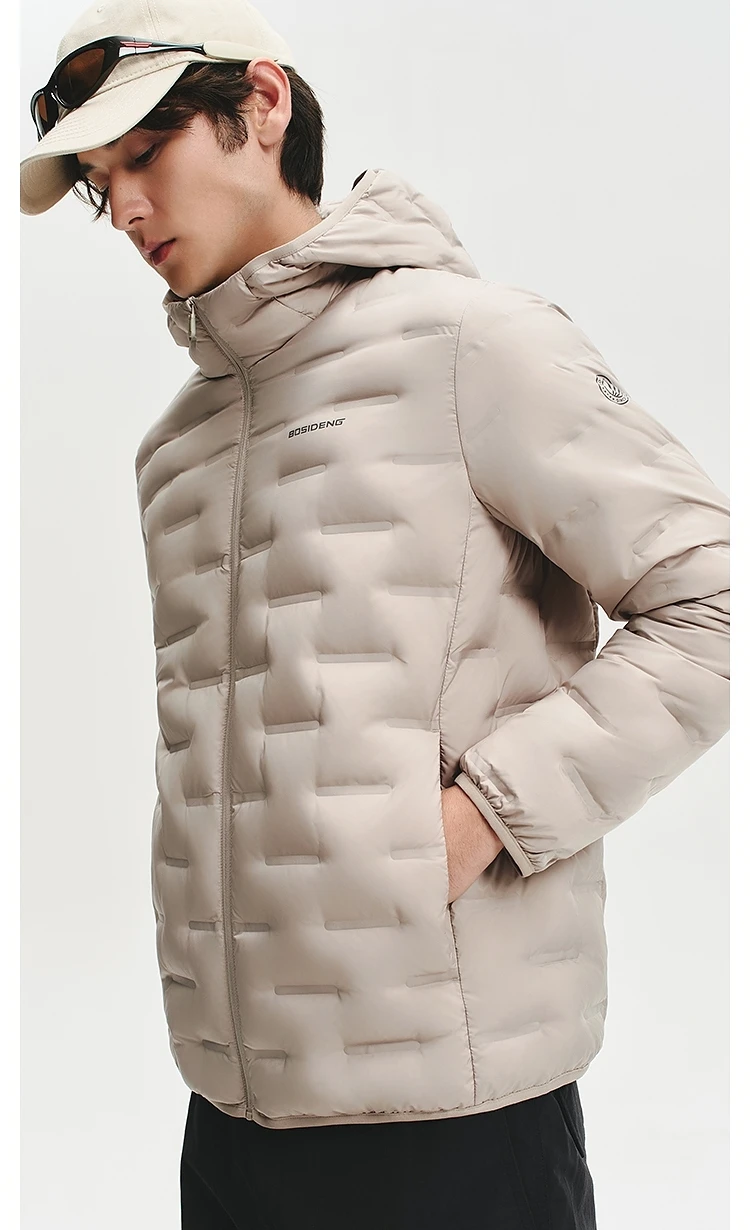 BOSIDENG Men's Hooded Lightweight down Jacket Warm Zipper Casual Winter Outerwear Coat for Outdoor