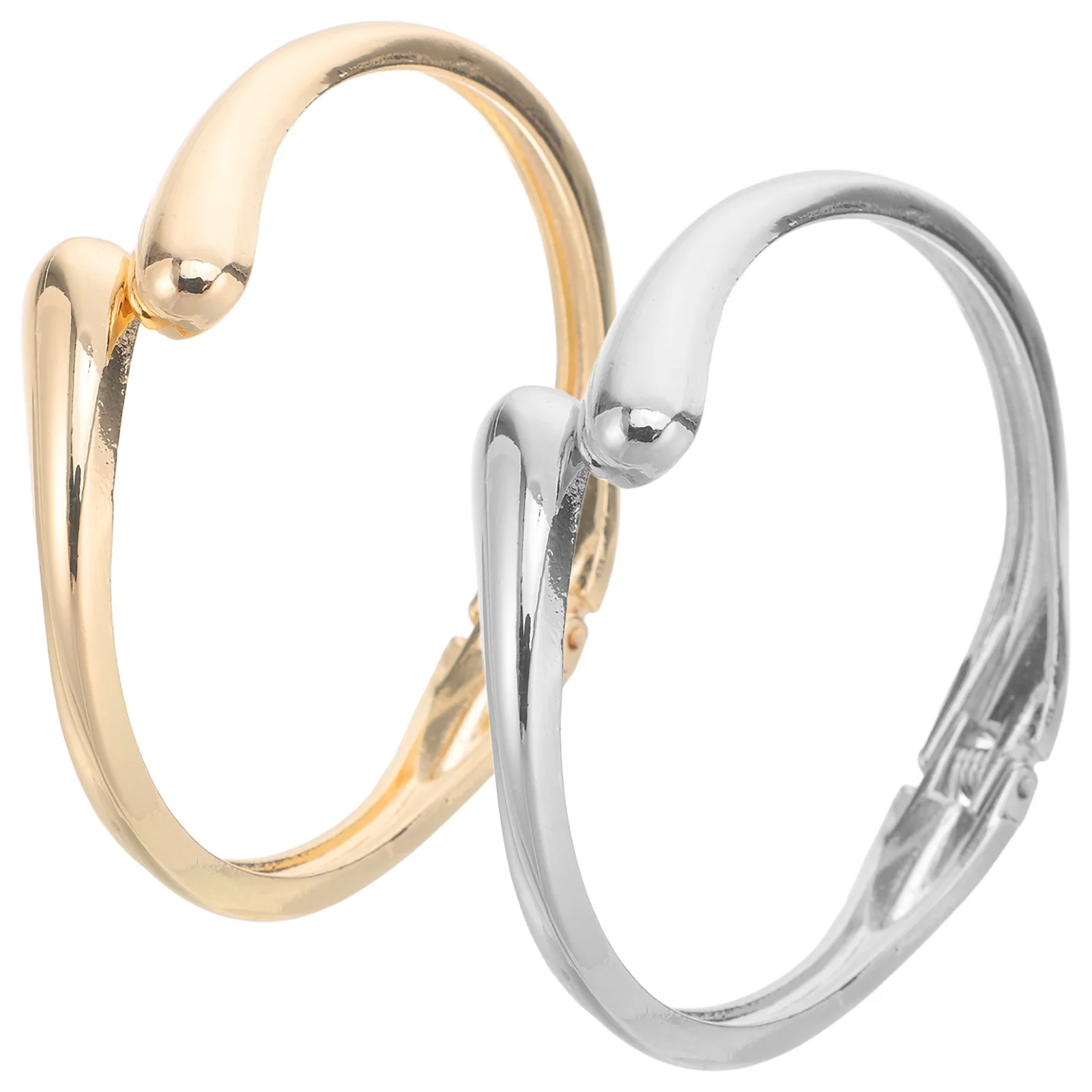 

2Pcs Fashion Open Bangle Bracelet Polished Alloy Stylish Shiny Hand Jewelry for Parties Gift Women