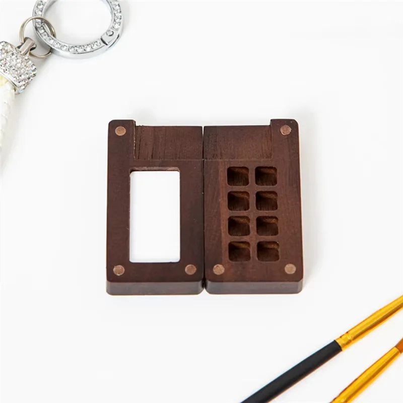 

Portable Mini Travel Watercolor Palette - Empty Wooden Acrylic Paint Box With Square Tray For Art Painting, Art Supplies-Y44A
