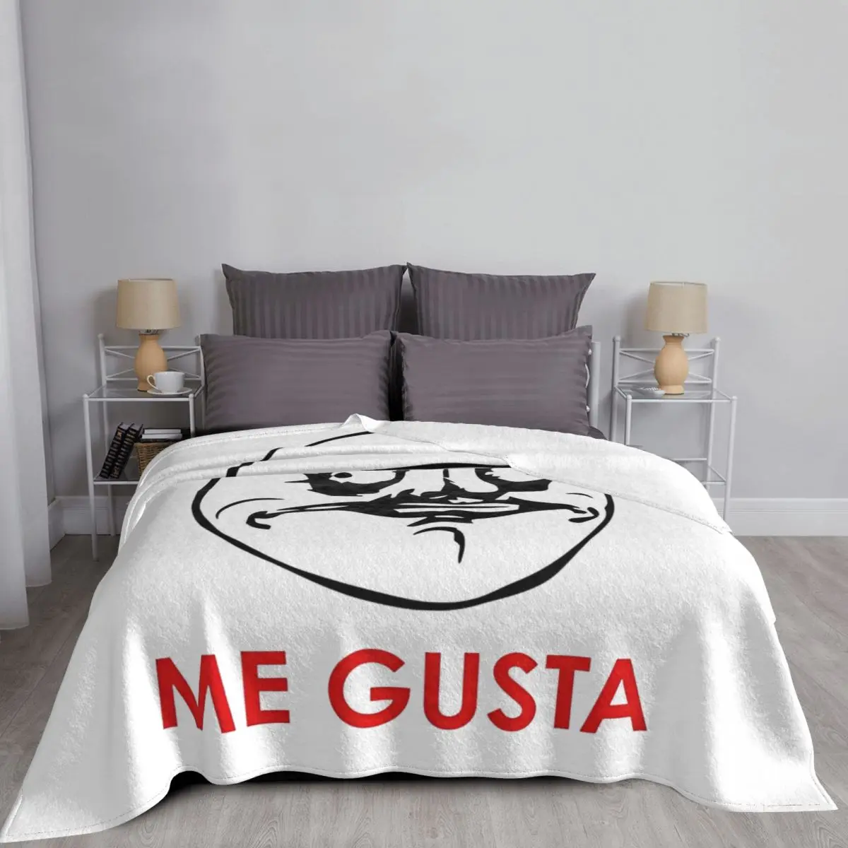 Trollface Meme Me Gusta الفانيلا بطانية خمر رمي بطانية للمنزل فندق أريكة المفرش