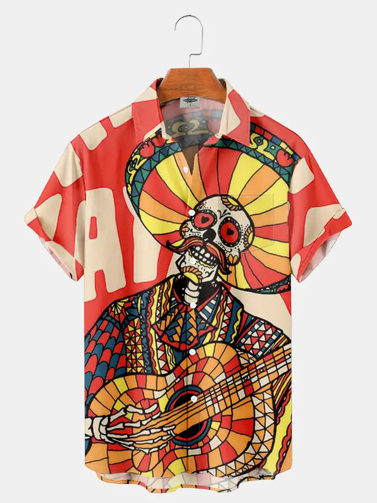 26-27 fluid&abstract Line Printed Short Sleeved shirt, Clean And Artistic charm, Suitable For Personalized Street Wear
