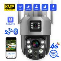 8MP 18X Optical Zoom Dual Lens 4G/Wifi IP Camera Full Color Human Detection Wireless PTZ Home Security CCTV Surveillance Monitor