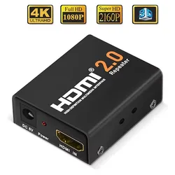 HDMI Booster 2.0 4K2K 1080P 3D HDMI Amplifier Repeater HDMI Powered Signal Amplifier Booster 18Gbps Bandwidth HDCP 2.2 Up to 30m