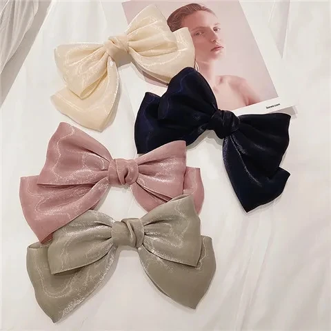 Korean Fashion Fabric Yarn Large Bow Hairpins for Women Girls Elegant Bow Tie Hairgrip Vintage Hair Clip Hair Accessories