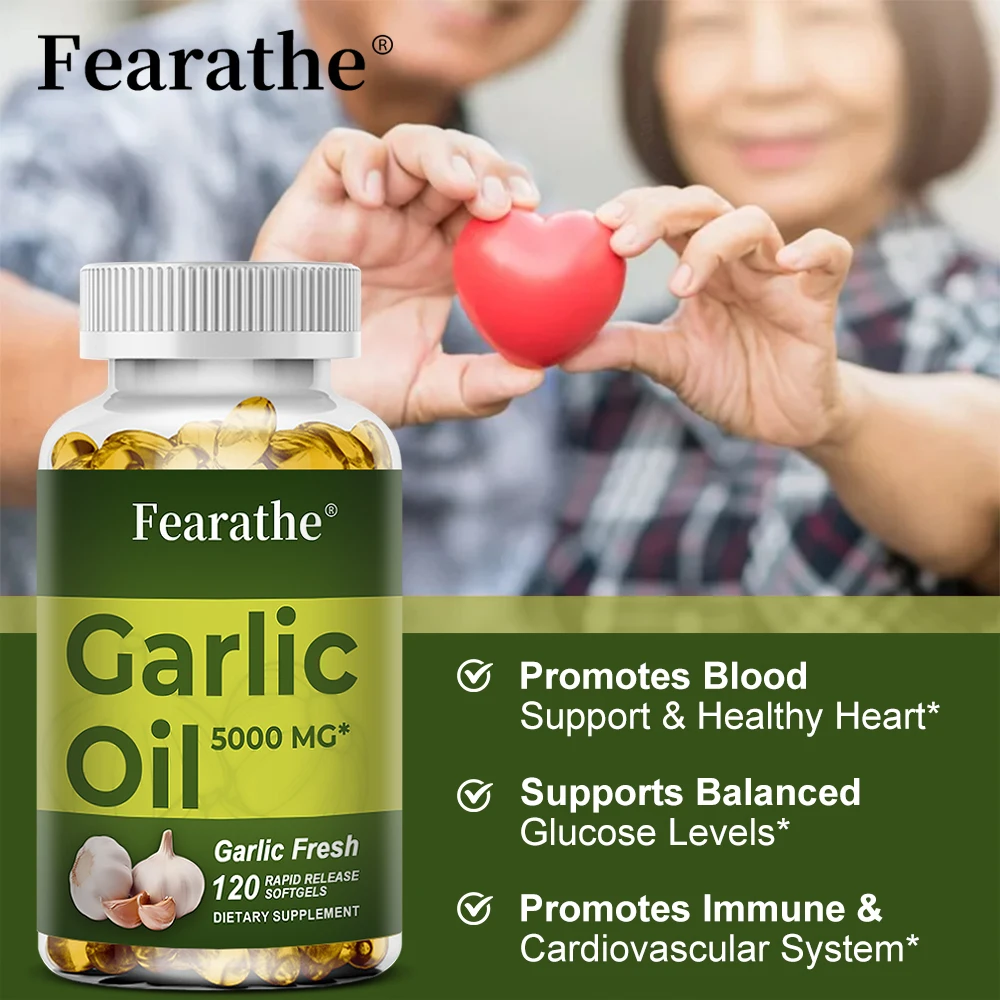 Garlic Oil Capsules, organic extract, promotes healthy cholesterol levels, immune system support