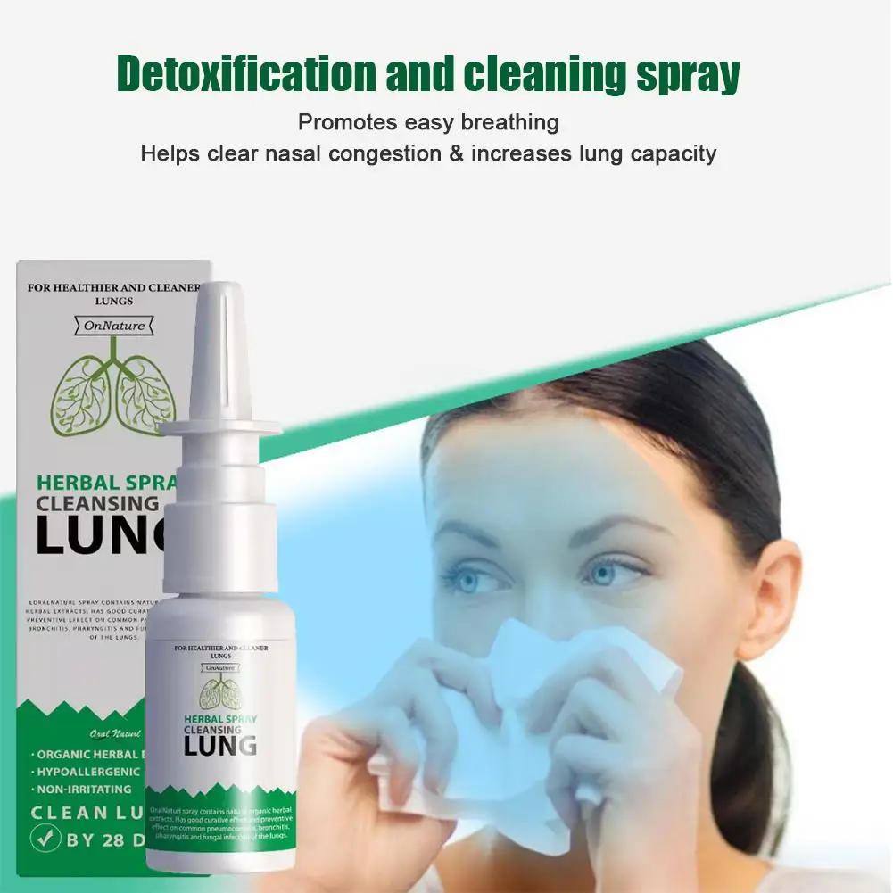 1pc Herbal Lung Cleansing Restorative Nasal Spray, Clears Nasal Congestion, Lung Detox Herbal Cleansing Spray Health Care