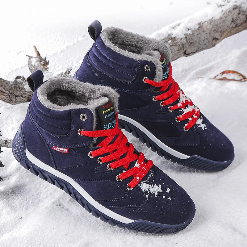 New Winter Men's Snow Boots Waterproof Men Winter Ankle Boots Big Size Plush Shoes Outdoor Hiking Shoe Warm Sneakers Men Shoes