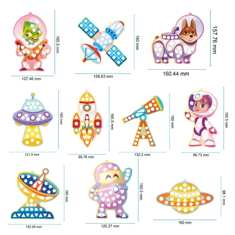 Children's mosaic stickers DIY handmade cartoon astronaut mirror toys coloring decoration stickers