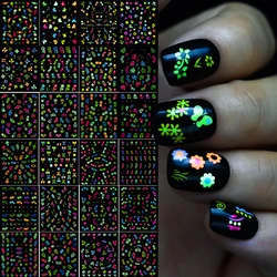 24pcs Luminous Colorful Butterfly Stickers Glow in the Dark for Nails Acrylic Design DIY Slider Adhesive Nail Decal For Girls