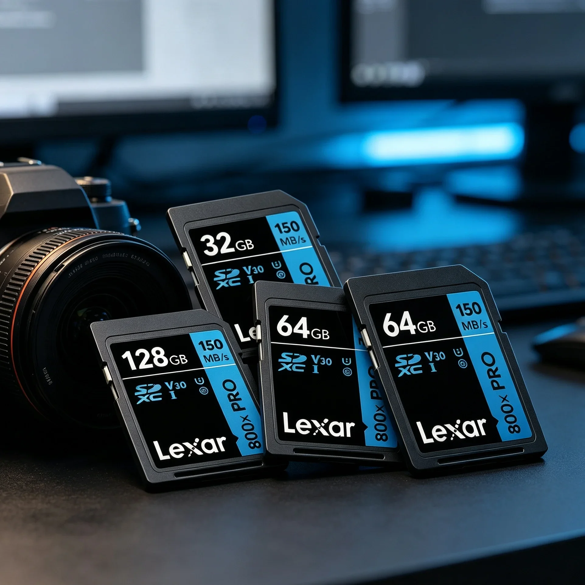 Lexar 800x PRO UHS-I SD Memory Card 32GB 64GB 128GB 256GB Max 150MB/s Read V30 U3 C10 for DSLR Camera Camcorder 4K UHD Video