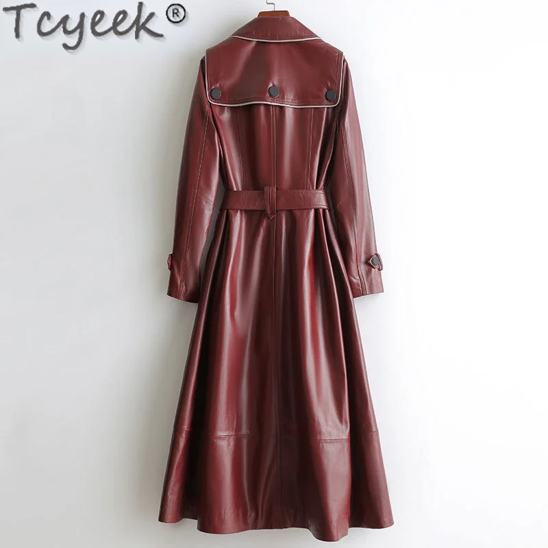 Autumn Elegant 100% Genuine Sheepskin Leather Jacket Women Spring 2023 Long Fur Trench Coat Korean Casaco Feminino Gxy714