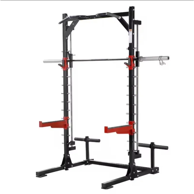 

Multi-Function Light Commercial Fitness Station Smith Machine Squat Rack Pull-Up Bar Guided Barbell Safety