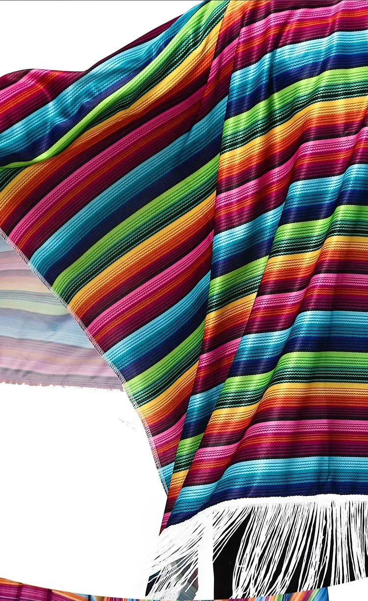 멕시코 판초 남녀공용 코스튬 코스프레 축제 파티, 성인 멕시코 민족 민속 망토