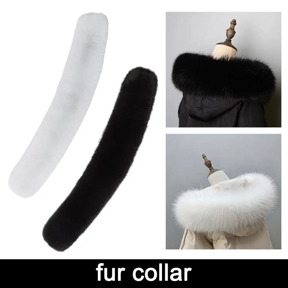 2024 Fashion Imitation Fox Fur Collar Autumn Winter New Men's Women Hat Strips Straight Collar Comfortable Imitation Fur Collar