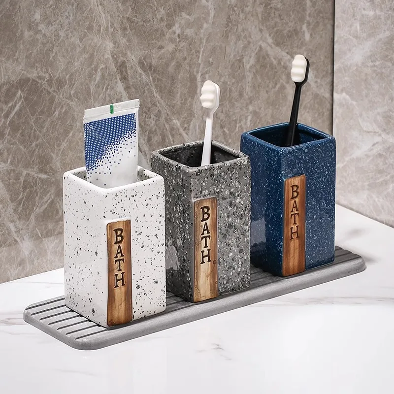 

Light luxury retro ceramic mouthwash cup, bathroom brushing cup, couple washing cup, hotel and homestay mouthwash cup