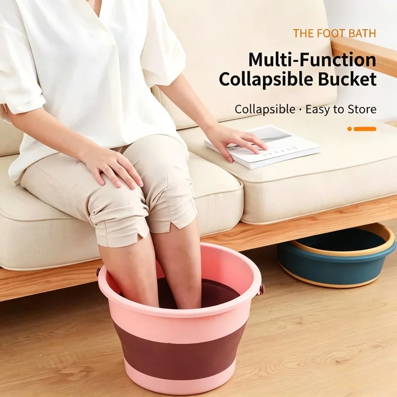5/10/17L Portable Folding Bucket Multifunctional Thickened Silicone Bucket Car Washing Fishing Camping Tool view 2