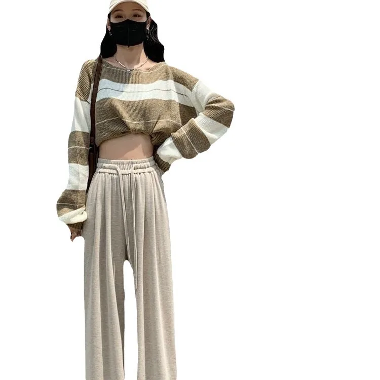 

Широкие брюки для офиса, женские зимние толстые брюки на флисовой подкладке, свисающие, тяжелые, с двойным воротником, уютная подкладка для отдыха, в стиле пэчворк, для поездок на работу в клетку