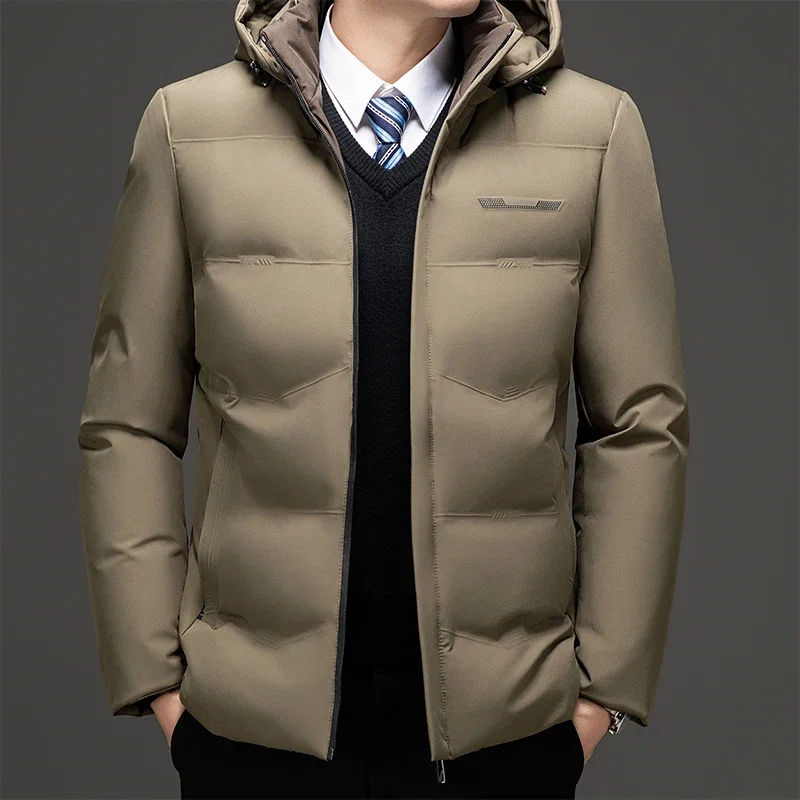 

Men Business Winter Mens Down Jacket Loose Casual Waterproof Parkas Coat High Quality Hooded Thick Warm Male Hooded Winter Coats