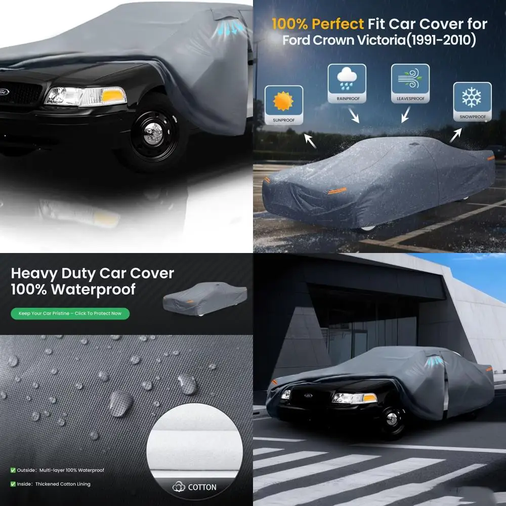 غطاء سيارة فورد كراون فيكتوريا مبطن بالقطن قابل للتنفس لعام 2025 مع باب بسحاب وحماية من الأشعة فوق البنفسجية ومنشفة هدية #1