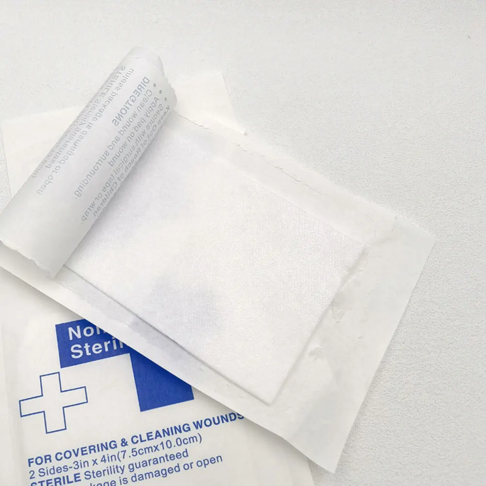 10Pieces 5*7.5cm 100% Cotton Waterproof Gauze Pad Non-adherent Pad First Aid Kit Wound Dressing Tapes Sterile Medical Gauze Pad view 4