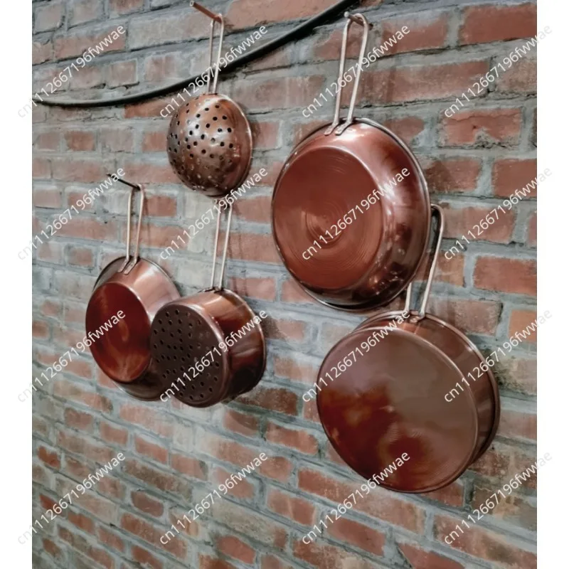 Wall-mounted Purple Copper Pot Hangers, Baking Color Copper Pot Hangers, Restaurant Strainer and Flat Pan Hangers